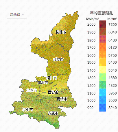 陕西省及主要城市辐射量图1