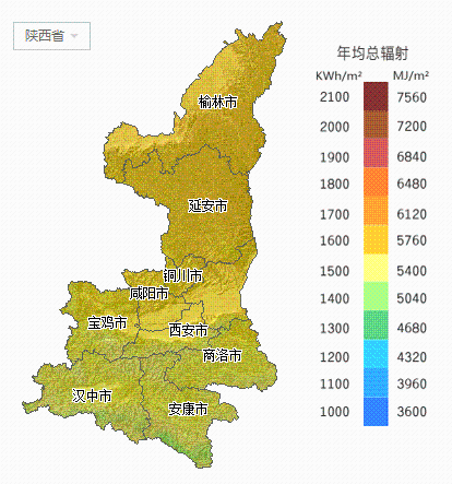 陕西省及主要城市辐射量图1