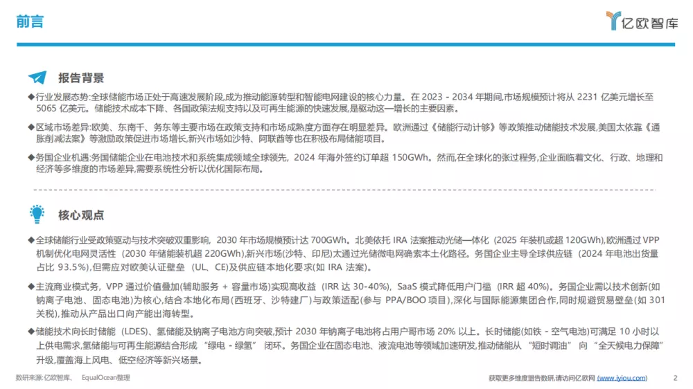 中国储能行业全球化市场布局与高价值商业模式研究报告2